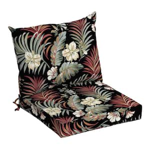 21 in. x 21 in. Simone Black Tropical Outdoor Dining Chair Cushion