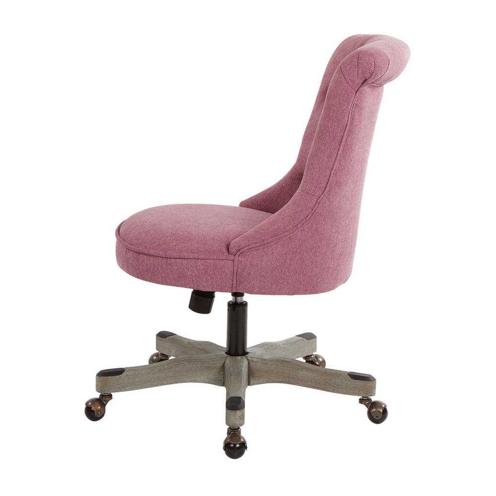 Orchid Fabric 32" Swivel Armless Office Chair with Gray Wood Base