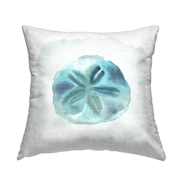Stupell Industries Blue Sand Dollar Beach Sea Life Animal Blue Square Outdoor Throw Pillow