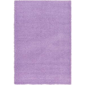 Solid Shag Lilac 6 ft. x 9 ft. Area Rug