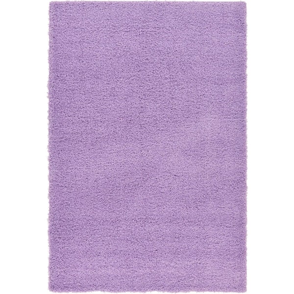 Unique Loom Solid Shag Lilac 6 ft. x 9 ft. Area Rug