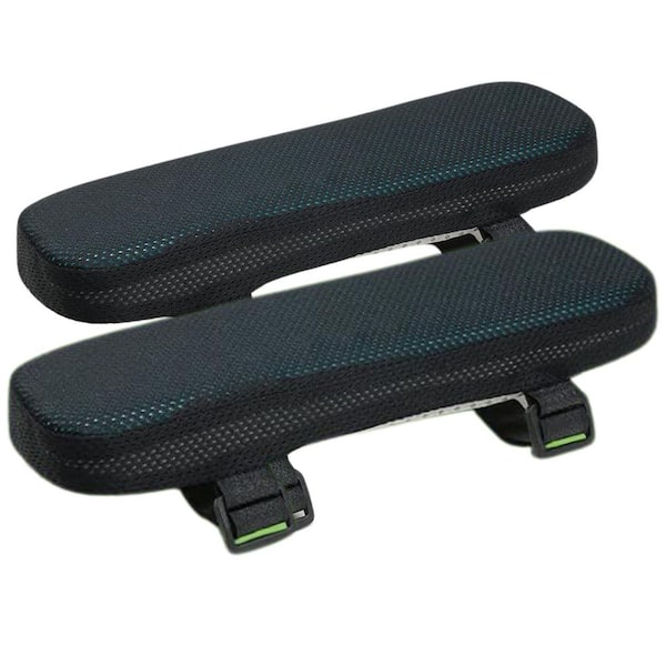 Afoxsos Black Chair Pad Memory Foam Armrest Cooling Gel Cushions Elbow Pillow Pressure Relief for Office Chair Gaming (Set of 2)
