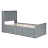 Harper & Bright Designs Gray Wood Frame Twin Size Platform Bed with Storage Headboard, Outlets, Twin Size Trundle and 3 Storage Drawers LHC190AAE-T