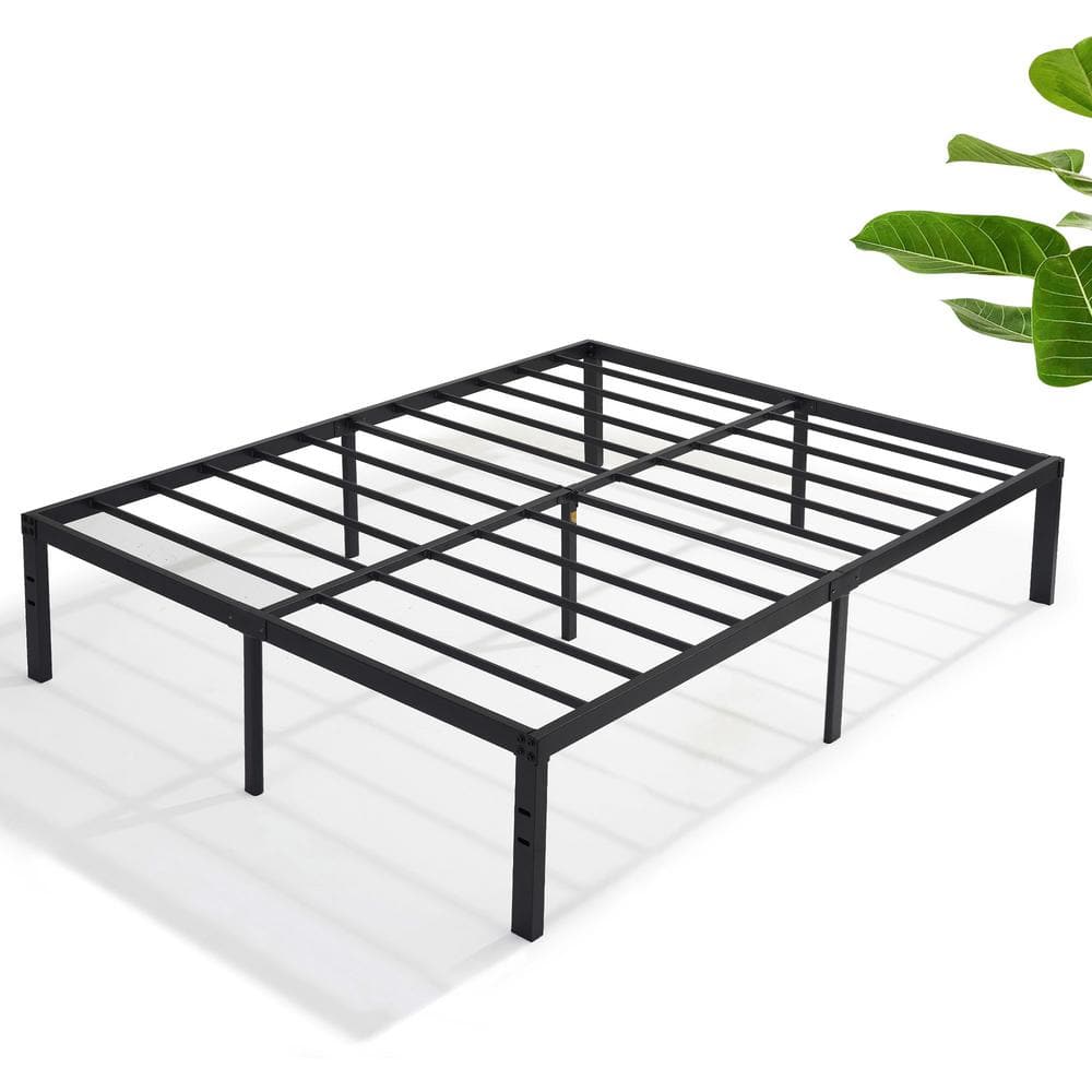 VECELO Bed Frames Spring 14.4 Platform Bed Queen Bed, Black Box Platform Size Frame Home with Slat，No 2 in. Needed, Steel The - Metal KHD-LT-Q04M Depot