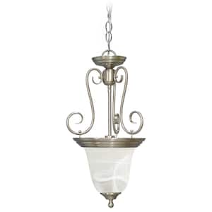 Troy 1-Light Brushed Nickel Interior Pendant with Alabaster Glass Shade