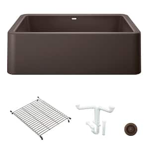 Ikon 33 in. Farmhouse/Apron-Front Single Bowl Cafe Granite Composite Kitchen Sink Kit with Accessories