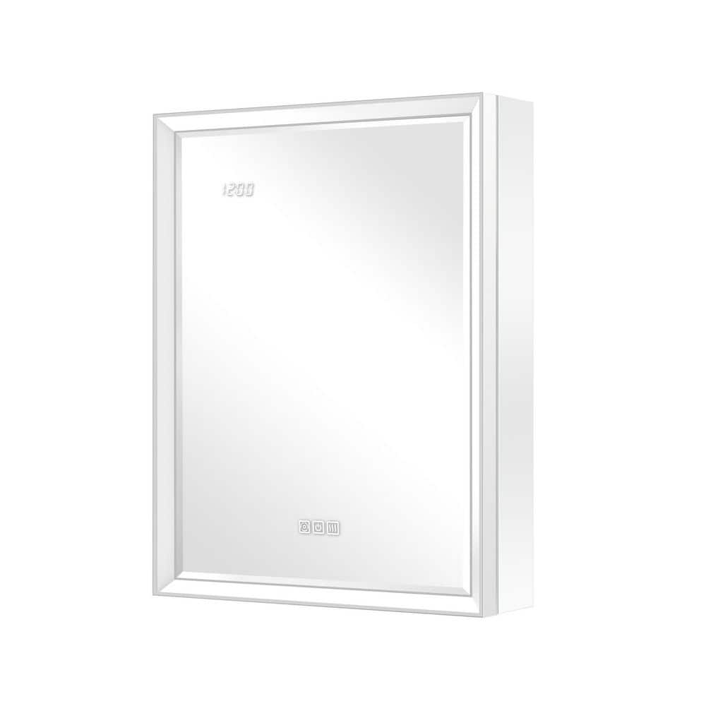 Anglora 20 in.W x 26 in.H Beveled Edge Rectangular Recessed/Surface Wall Medicine Cabinet with Mirror&Light(side mirror) price history on PriceWatchPro