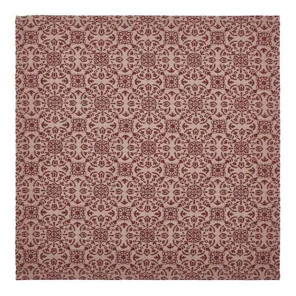 Custom House 20 in. W x 20 in. L Burgundy Jacquard Medallion Cotton Blend Tablecloth Topper
