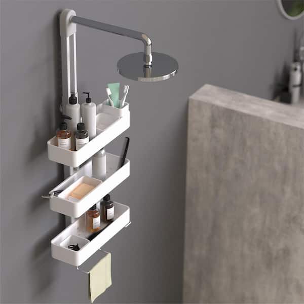3-Tier Adjustable Shower Caddy XL in Stainless Steel and Anodized Aluminum