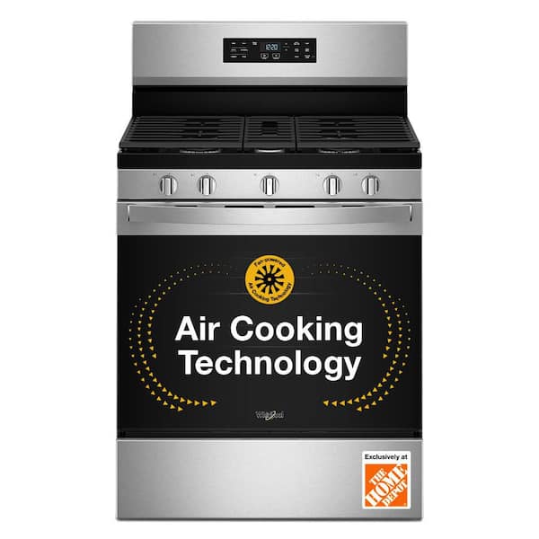 30 in. 5 Burners Freestanding Gas Range in Fingerprint Resistant Stainless Steel with Air Cooking Technology