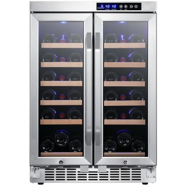 EdgeStar - 36 Bottle 24 in. Built-In French Door Dual Zone Wine Cooler