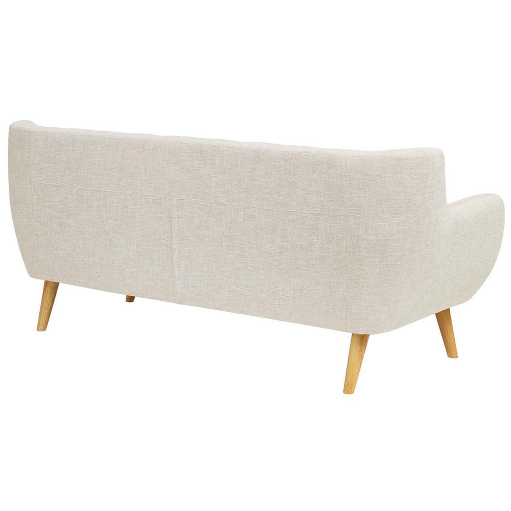 Mid-Century Modern Flared Arm Beige Fabric Sofa