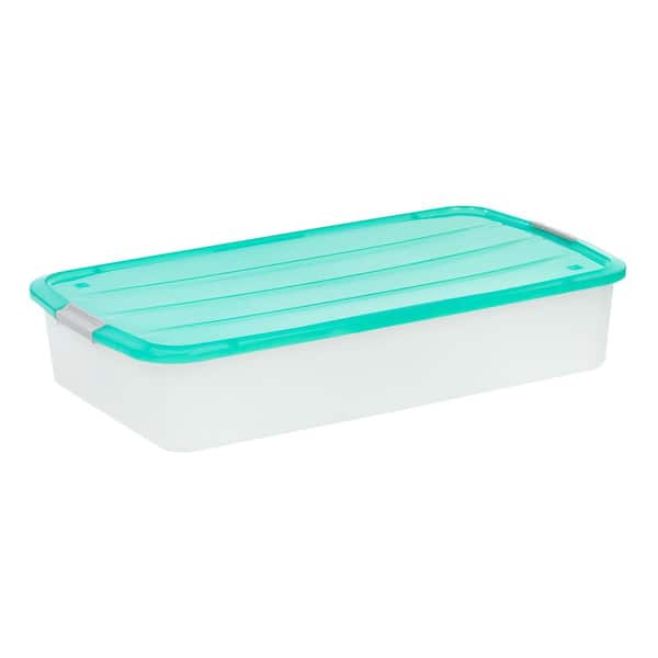50 Qt./12.5 Gal. Under Bed Buckle Up Storage Box, Mint Green