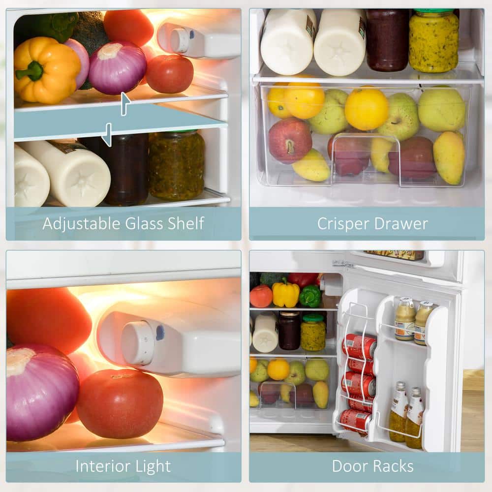 Compact White Smart Mini Fridge with Freezer