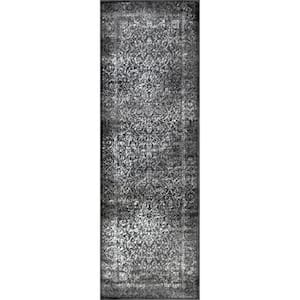 Transitional Dark Gray 2 ft. x 8 ft. Persian Runner Rug