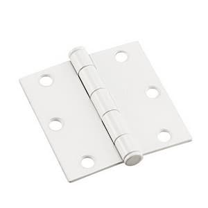 3 in. x 3 in. White Full Mortise Butt Hinge with Removable Pin (2-Pack)