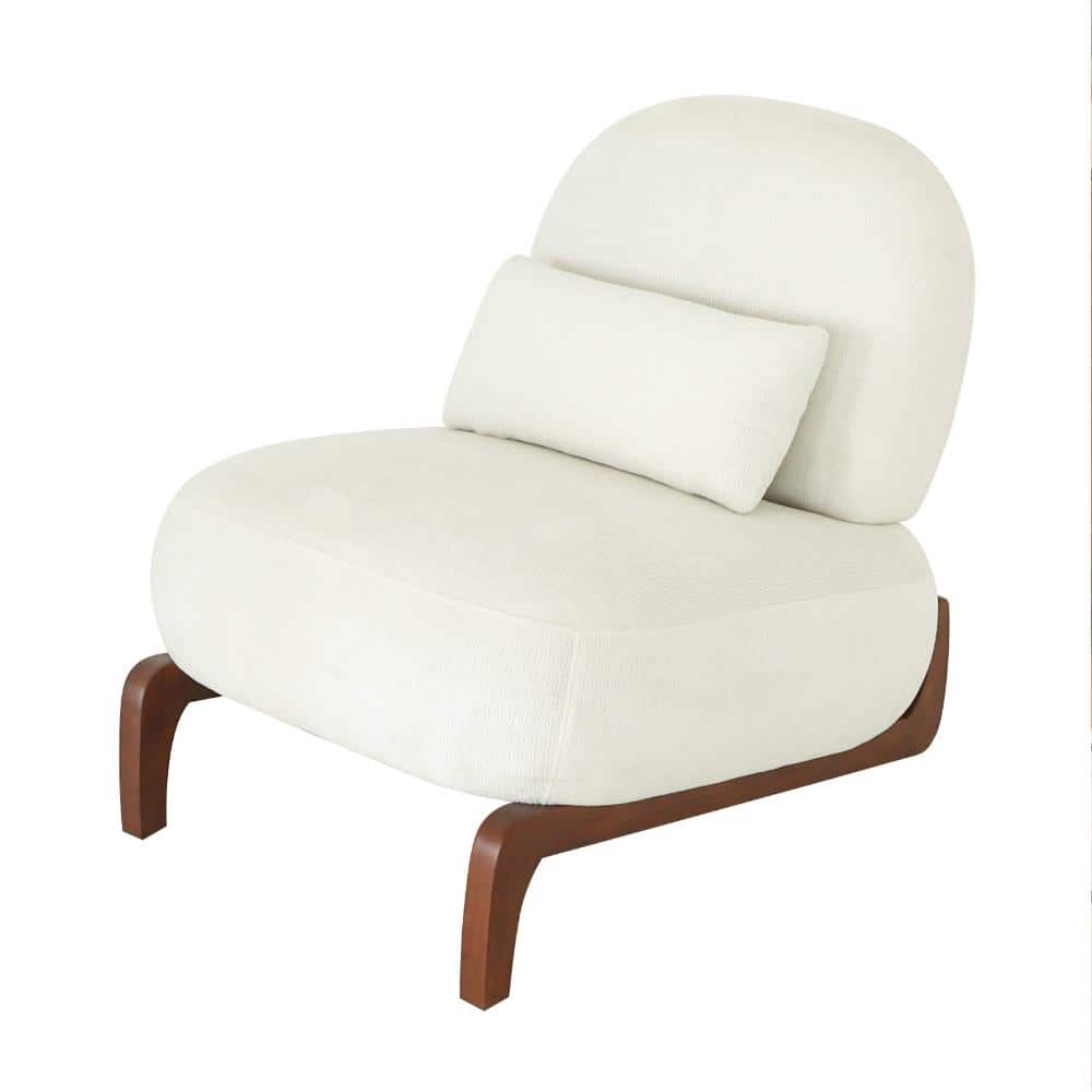 White Velvet Armless Accent Chair with Solid Wood Legs, Set of 1, Soft Fabric Cushion for Living Room, Bedroom, Balcony price history on PriceWatchPro