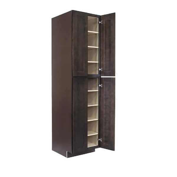 LIFEART CABINETRY Lancaster Shaker Assembled 30 in. x 96 in. x 27 in. Tall Pantry Cabinet in Vintage Charcoal