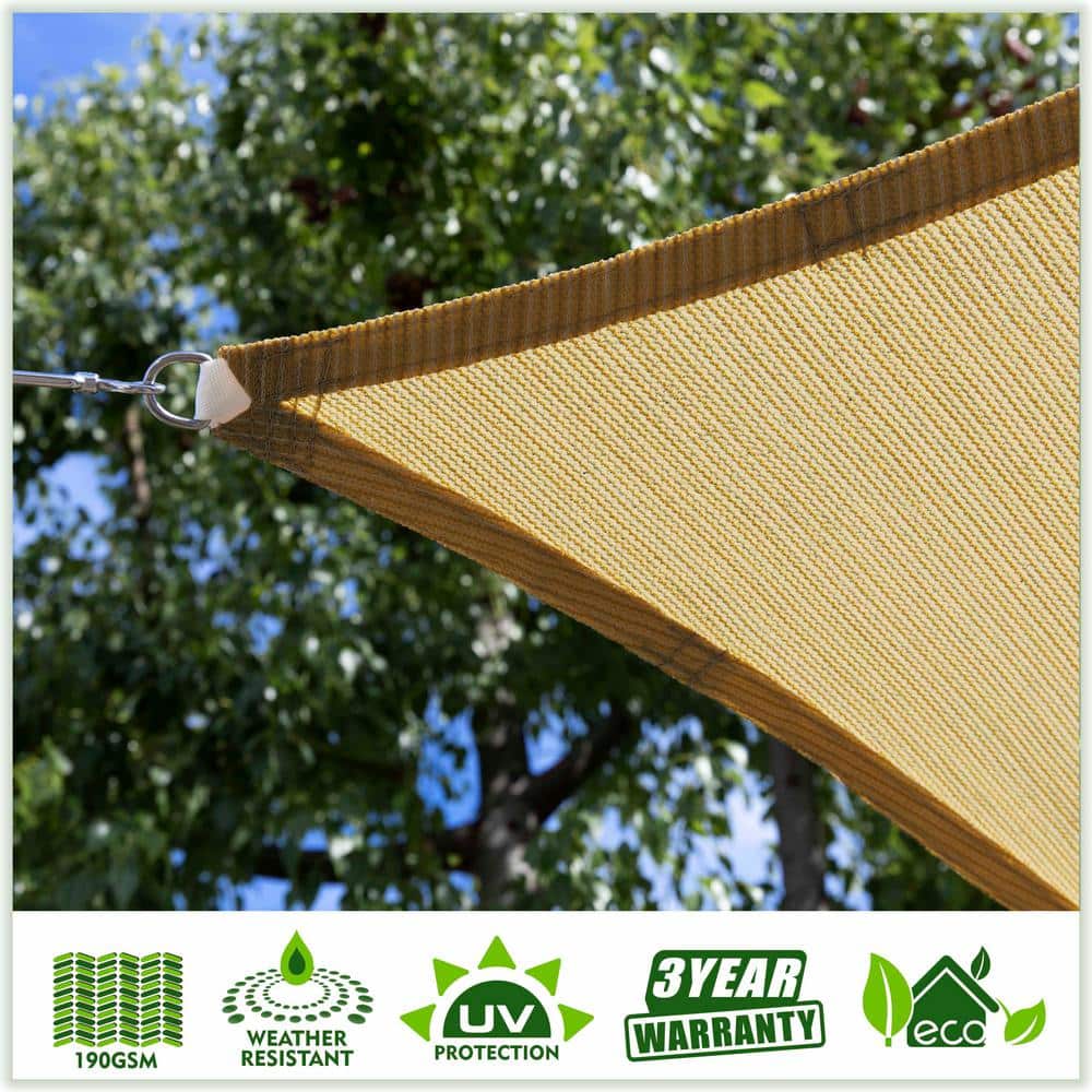 Sand Beige 14' x 18' HDPE Patio Shade Sail with Stainless Steel D-Rings