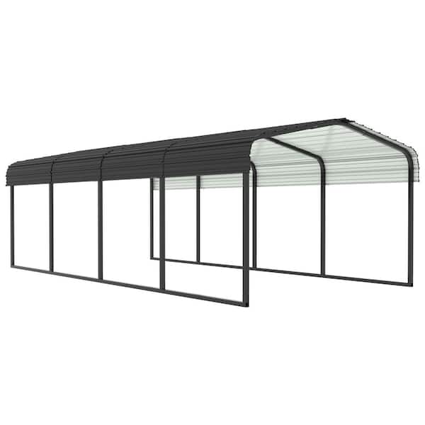 VEIKOUS 12 ft. W x 20 ft. D Carport Steel Car Canopy and Shelter, Gray