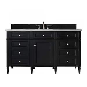 Brittany 60 in. W x 23.5 in. D x 34 in. H Bathroom Vanity in Black Onyx with Eternal Serena Quartz Top