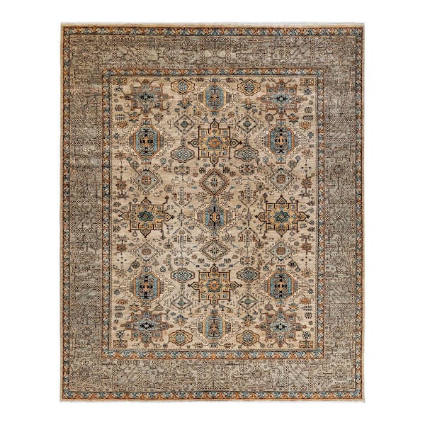 Solo Rugs Light Gray 8 ft. 0 in. x 9 ft. 8 in. Serapi One-of-a-Kind Hand-Knotted Area Rug