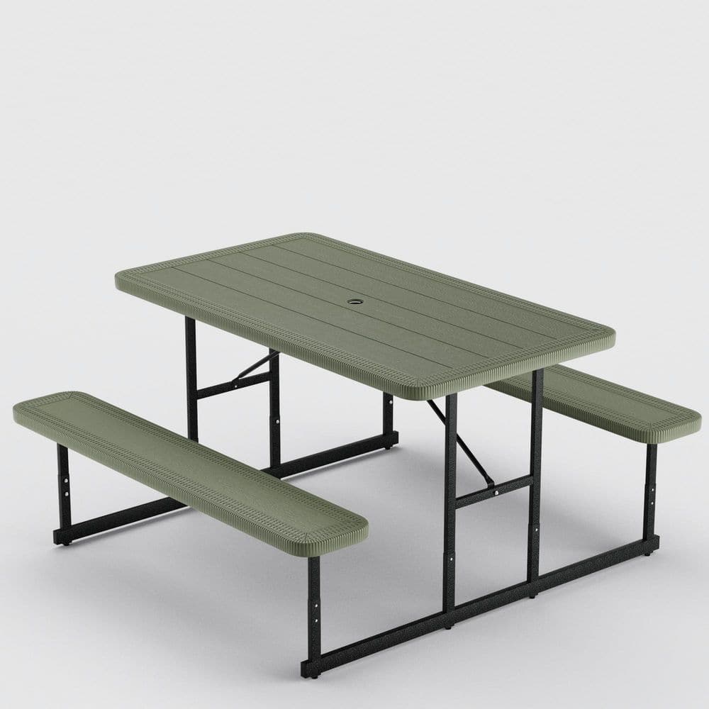 Costway 1-Piece Plastic Outdoor Dining Set Picnic Table Bench Set