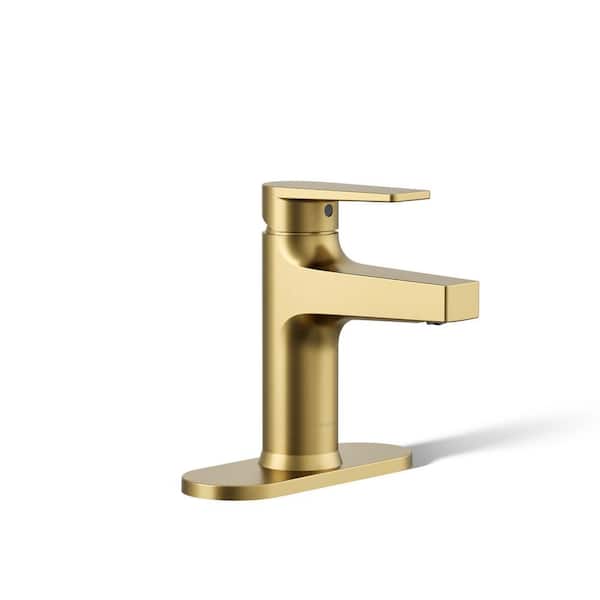 KOHLER Taut Single Handle Single Hole Bathroom Faucet in Vibrant Brushed Moderne Brass