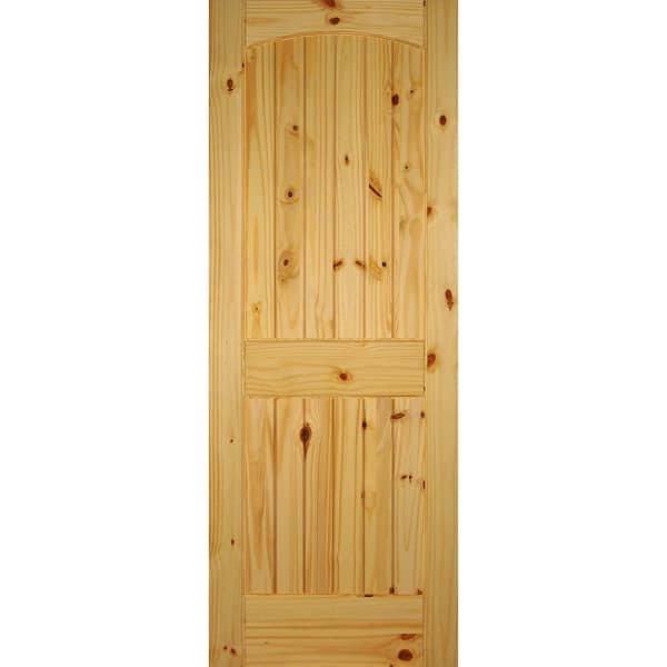 Builders Choice 32 in. x 80 in. 2 Panel Arch Top Solid Core Unfinished Knotty Pine Wood Interior Door Slab