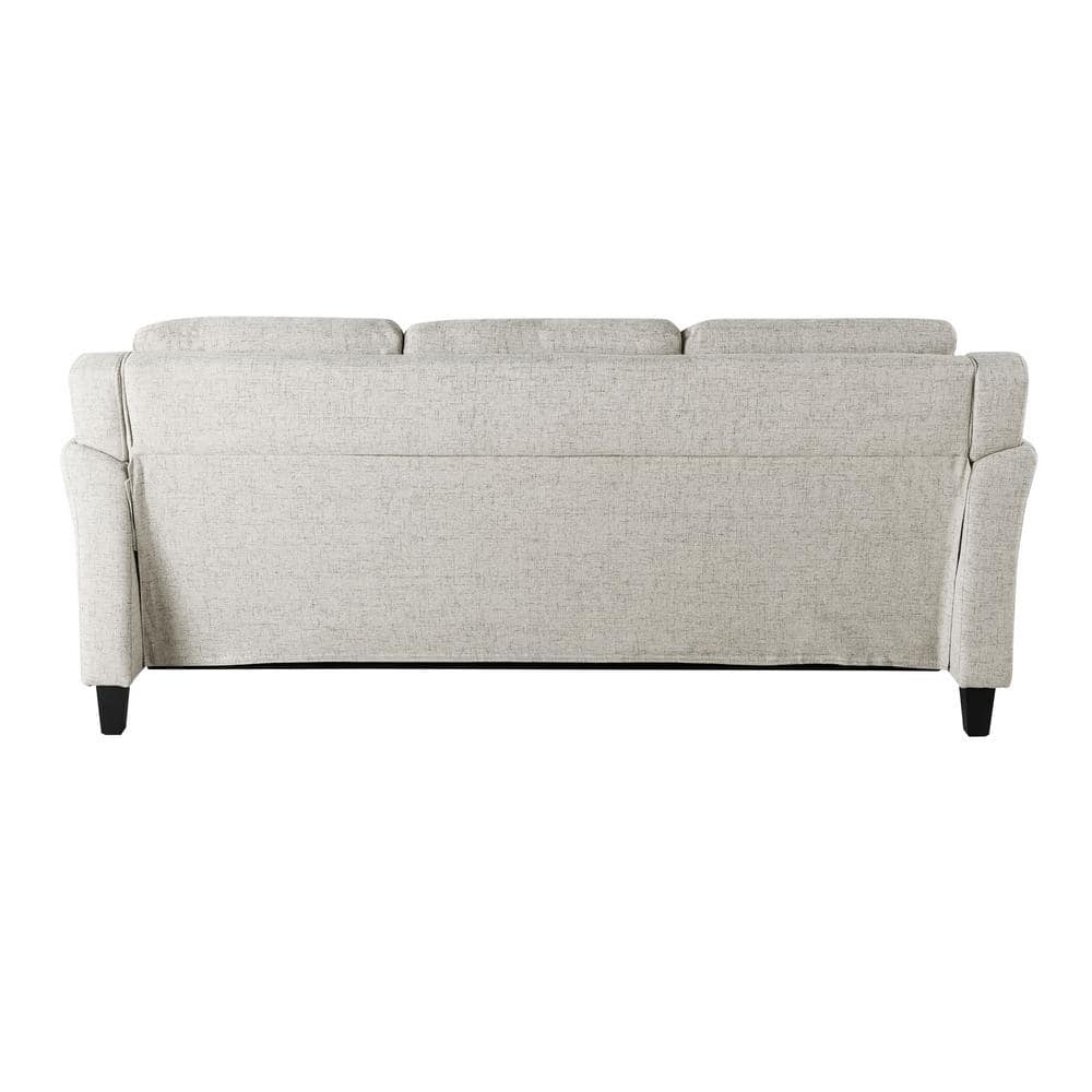 Beige Tufted Microfiber Lawson Sofa with Flared and Rolled Arms