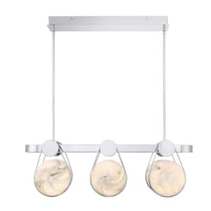 Disuco 6 Light Integrated LED Chrome Industrial Linear Chandelier for Dining Room