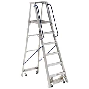 6 ft. Aluminum Mobile Platform Step Ladder, 12.25 ft. Reach Height, ANSI, Type IA, 300 lbs. Load Capacity