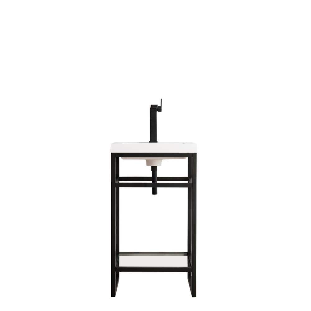 Boston 20" Matte Black Stainless Steel Single Vanity with White Composite Top