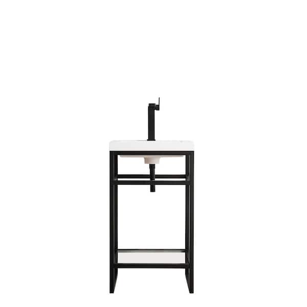 James Martin Vanities Boston 19.6 in. W Stainless Steel Console Sink with Basin and Leg Combo in Matte Black