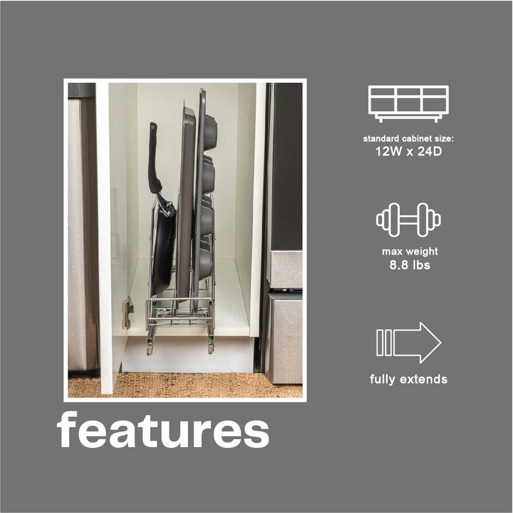Chrome-Plated Steel Pull-Out Storage Organizer for Cookware