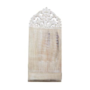 White Wood Intricately Carved Tabletop Display Easel with Foldable Stand