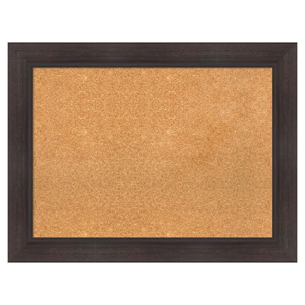 Sloped Espresso 33 in. x 25 in. Poly Framed Natural Cork Memo Board