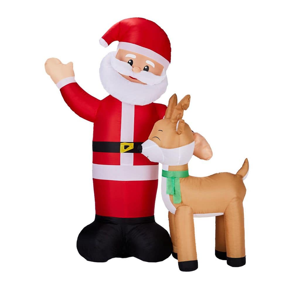 Karl home 6.3 ft. x 5 ft. Pre-lit LED Santa and Reindeer