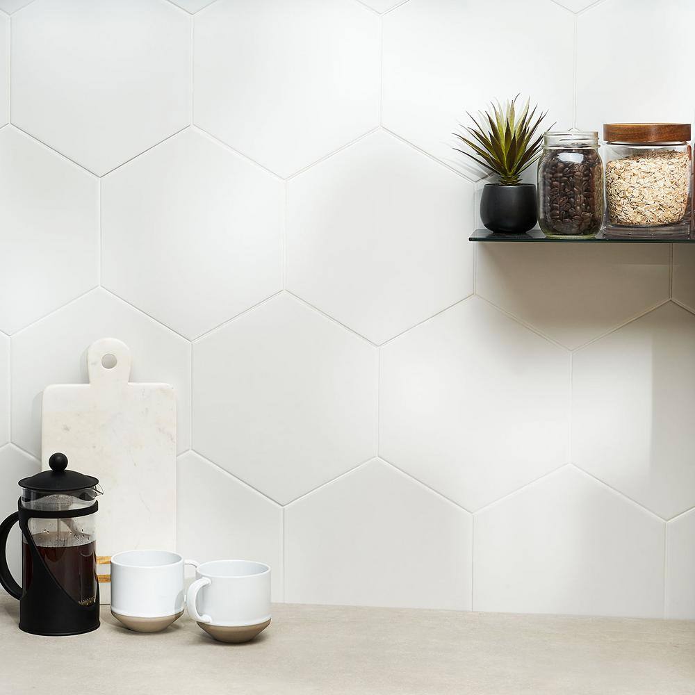 Maestro Matte White Hexagonal Porcelain Wall and Floor Tile