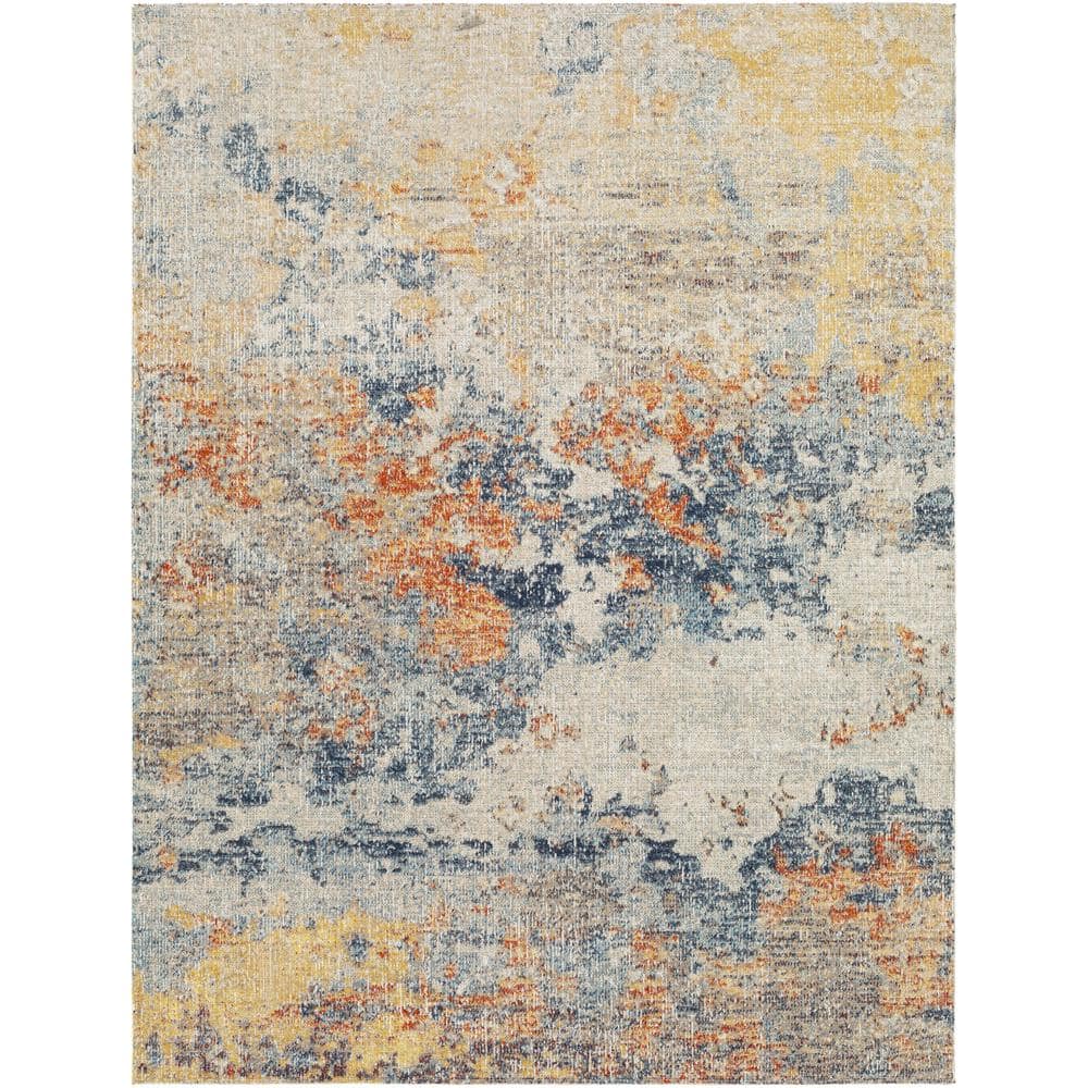 Huntington Beach Multicolor Abstract Polyester Indoor/Outdoor Rug, 5'3" x 7'