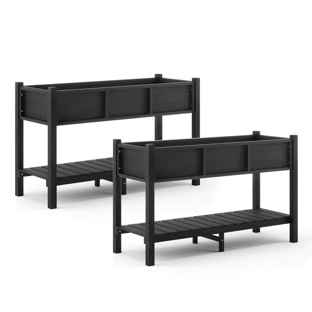 44in.x7in.x17.7in.Raised Planter Boxes, Elevated Plastic Garden Bed Stand for Backyard, Patio, Balcony-Black Set Of 4 price history on PriceWatchPro