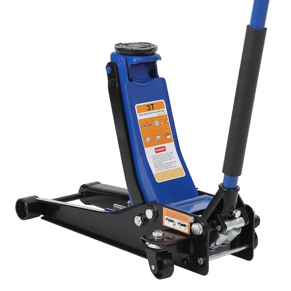 3 Ton Heavy Duty Low Profile Floor Jack, Dual Pump Hydraulic Jack with 3"-19.5" Lifting Range & Long Handle