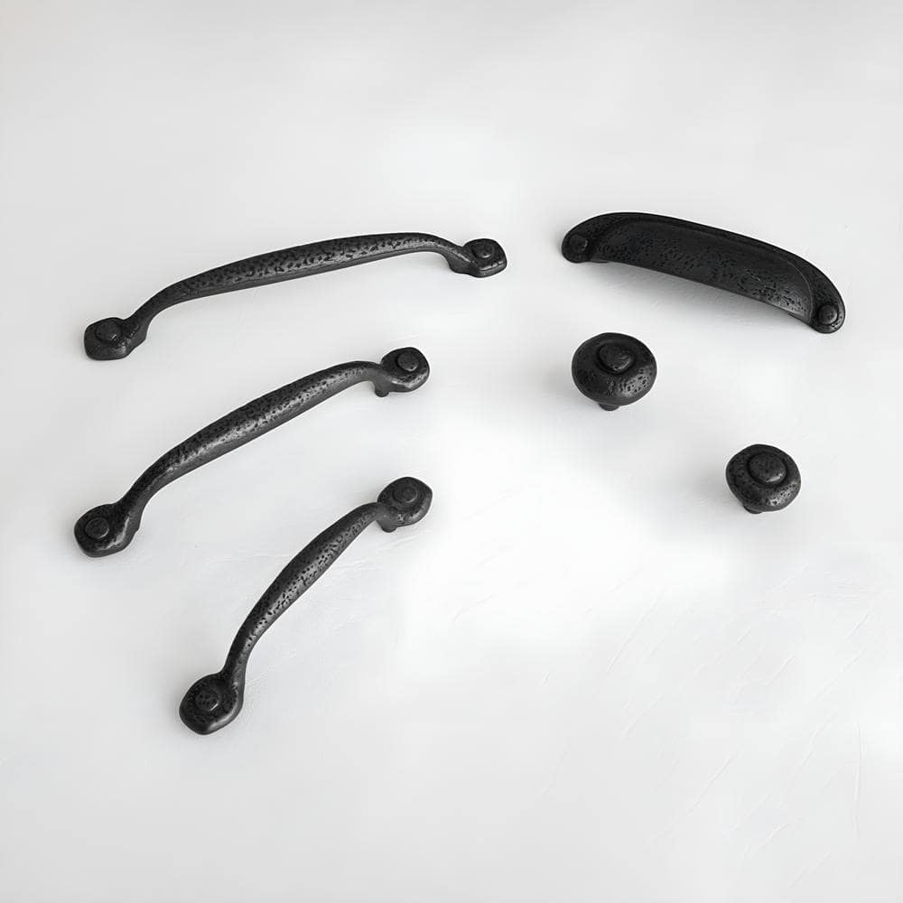 Refined Rustic Black Iron 12-inch Matte Cabinet Handle with Mounting Hardware