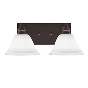 Albany 15.75 in. 2-Light Espresso Vanity Light with White Muslin Glass Shades