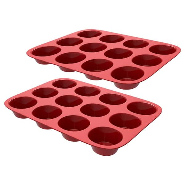 12-Piece Red Silicone Muffin Pan (Set of 2)