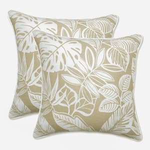 Floral Natural Square Outdoor Square Throw Pillow 2-Pack