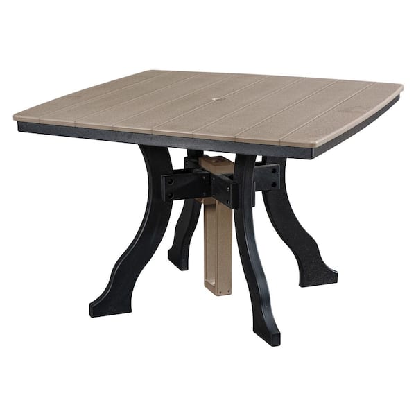 American Furniture Classics Adirondack Series Black Frame Square High Density Plastic Dining Height Outdoor Dining Table