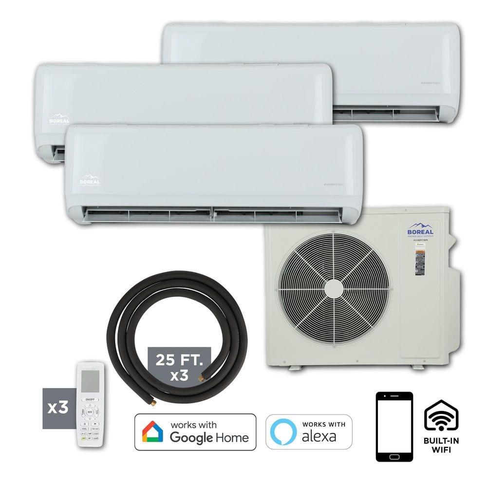 boreal MULTI ECO Quiet 3- Zone 36,000 BTU 17 SEER2 3-Ton Ductless Mini ...