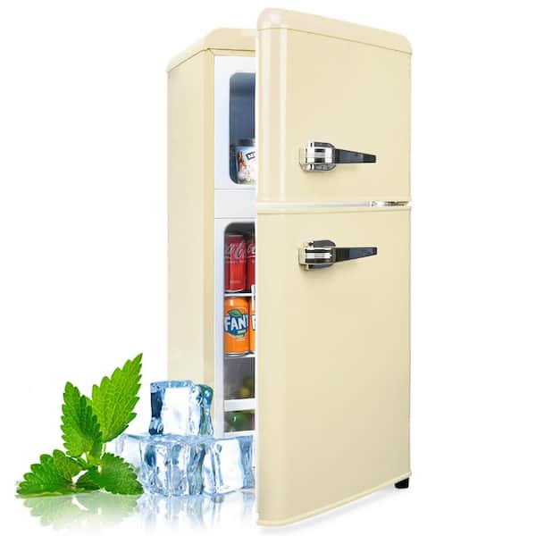 Jeremy Cass 19.68 in. 3.2 Cu.Ft. 2 Door Mini Refrigerator in Black with Freezer, Reversible Door