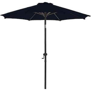9 ft. Aluminum Market Umbrella Outdoor Patio Umbrella with Push Button Tilt Crank Garden, Lawn Pool in Navy Blue